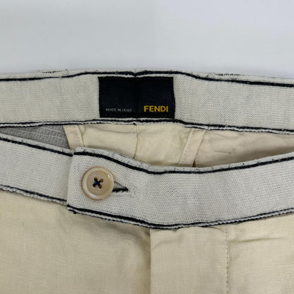 FENDI フェンディ 12年製 アイボリー リネン パンツ ボトムス