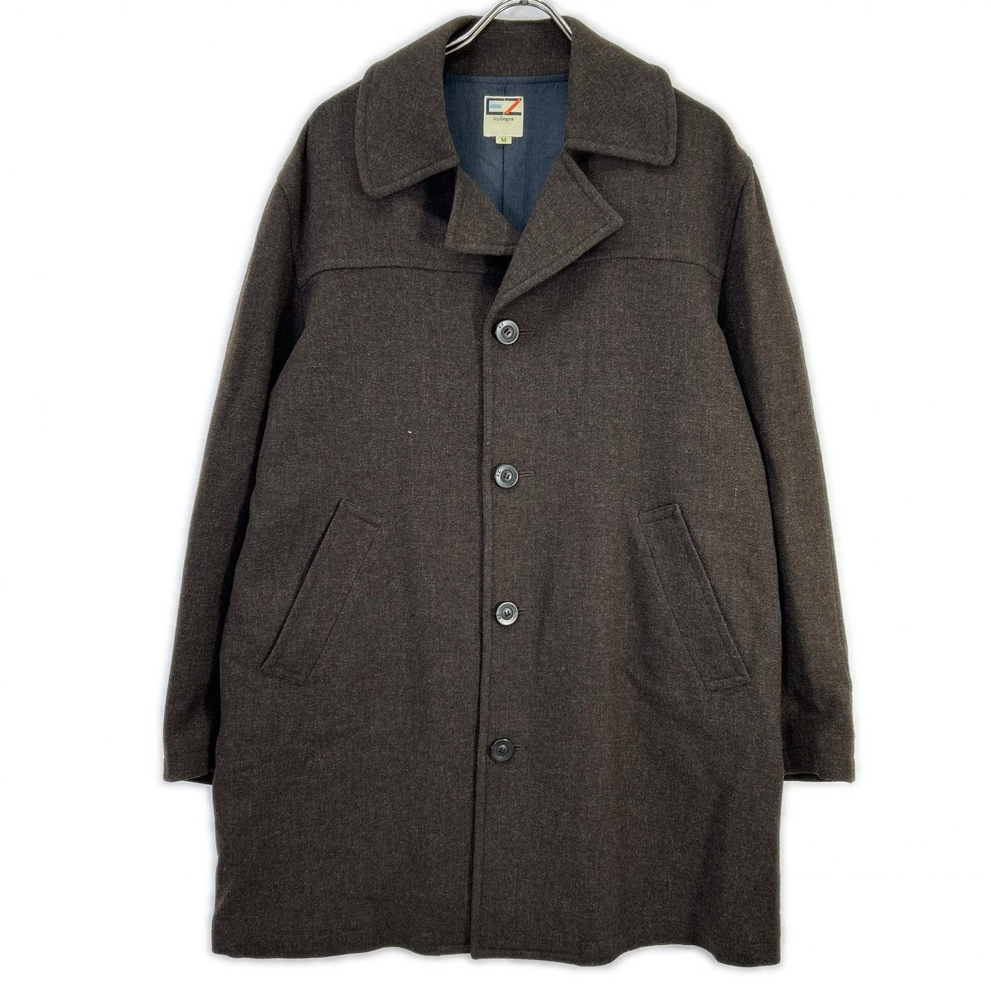 E.Z BY ZEGNA イージーバイゼニア ブラウン ラムウール シングルボタン コート コート