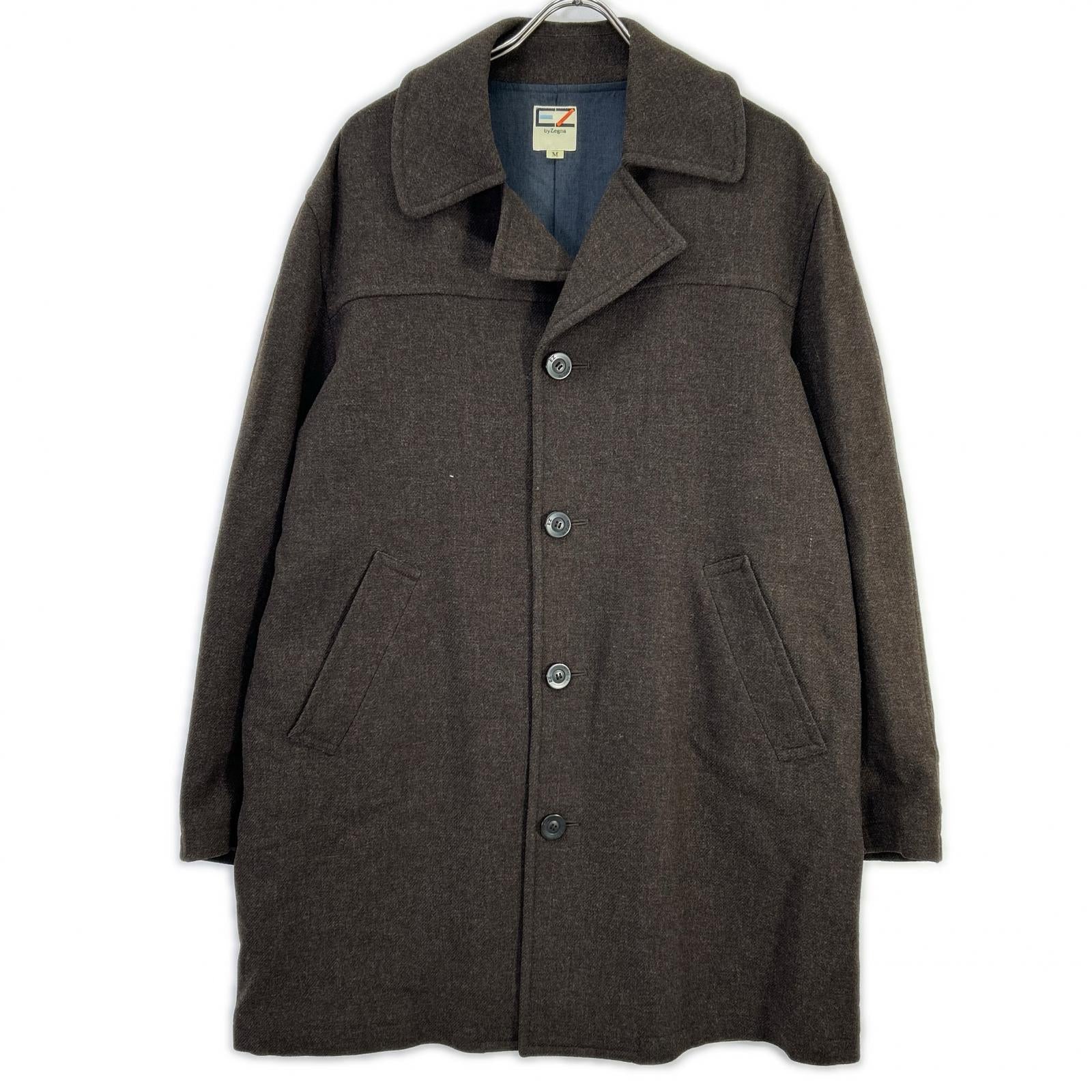 E.Z BY ZEGNA イージーバイゼニア ブラウン ラムウール シングルボタン コート コート