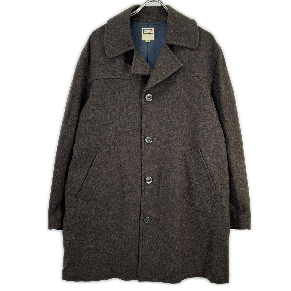 E.Z BY ZEGNA brown lambswool single-button coat coat