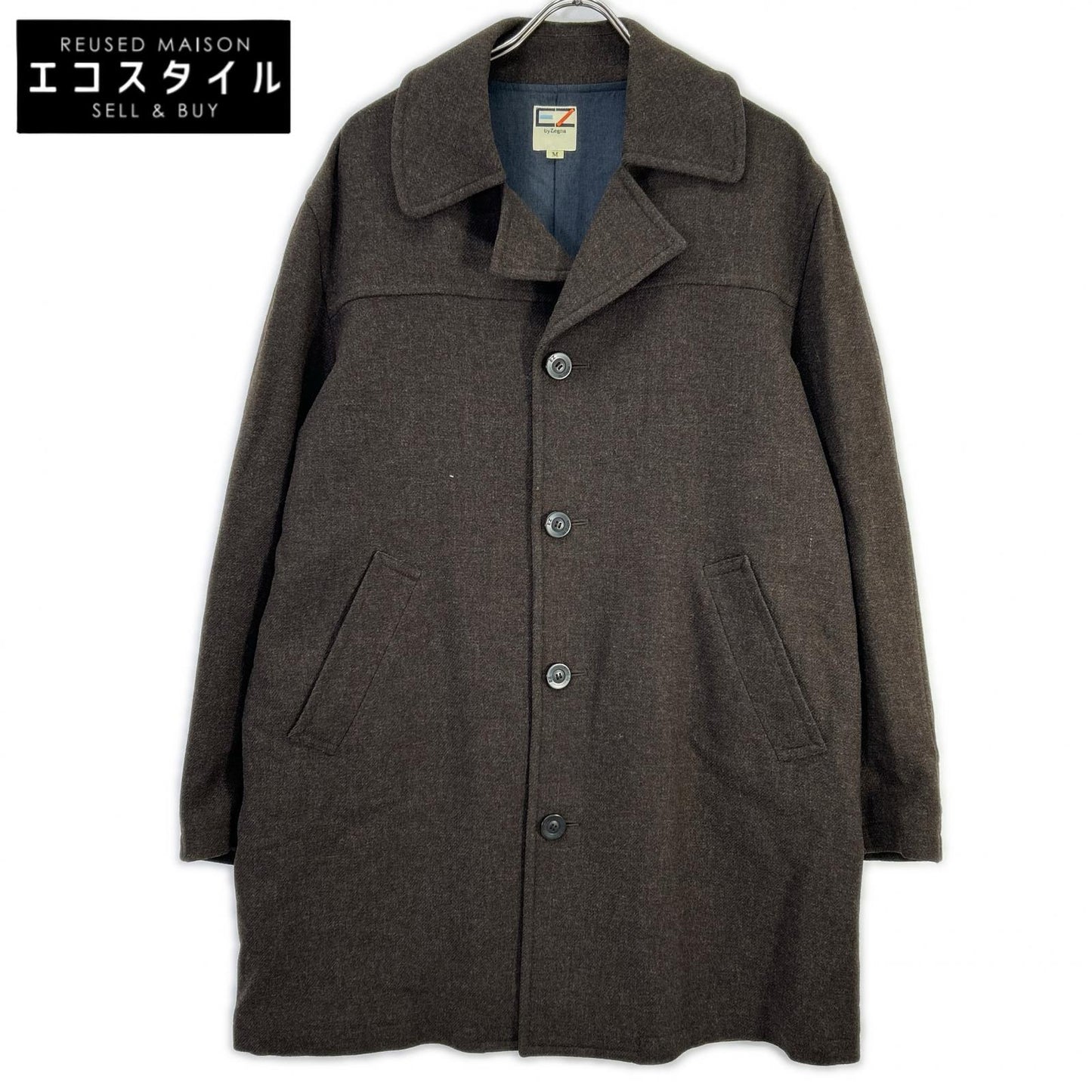 E.Z BY ZEGNA イージーバイゼニア ブラウン ラムウール シングルボタン コート コート