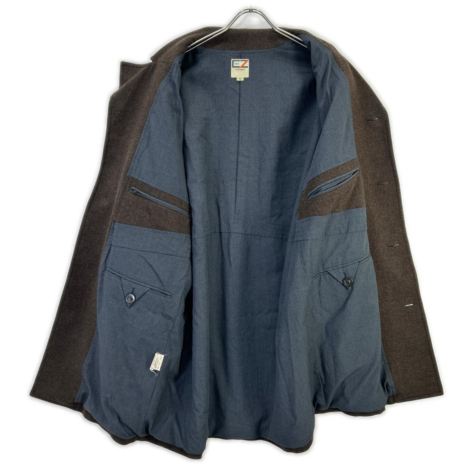 E.Z BY ZEGNA イージーバイゼニア ブラウン ラムウール シングルボタン コート コート