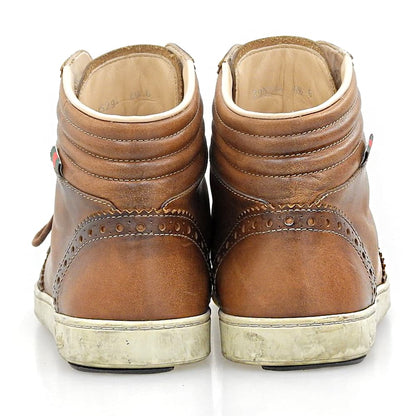 GUCCI グッチ ウイングチップ レザー ハイカット スニーカー シューズ メンズ ブラウン 6 1/2 295294 シューズ