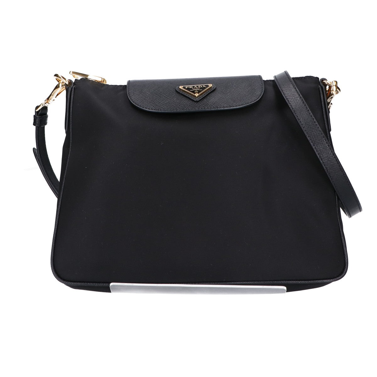 PRADA プラダ 新品同様 1BH933 トライアングルロゴ テスートナイロン x サフィアーノ ショルダーバッグ