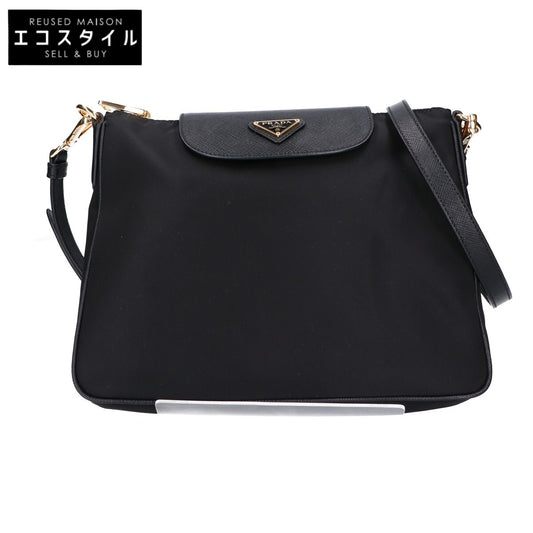 PRADA プラダ 新品同様 1BH933 トライアングルロゴ テスートナイロン x サフィアーノ ショルダーバッグ