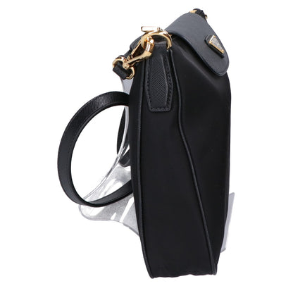 PRADA プラダ 新品同様 1BH933 トライアングルロゴ テスートナイロン x サフィアーノ ショルダーバッグ