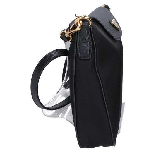 PRADA プラダ 新品同様 1BH933 トライアングルロゴ テスートナイロン x サフィアーノ ショルダーバッグ