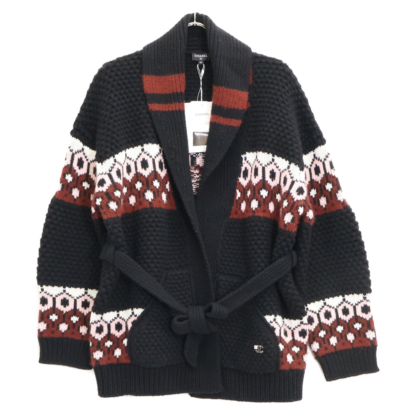 CHANEL シャネル 【美品/国内正規/24AW】P77879K11261 ココマーク カシミヤｘシルク ベルト付 ニット ガウンジャケット ジャケット