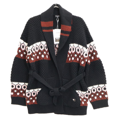 CHANEL シャネル 【美品/国内正規/24AW】P77879K11261 ココマーク カシミヤｘシルク ベルト付 ニット ガウンジャケット ジャケット