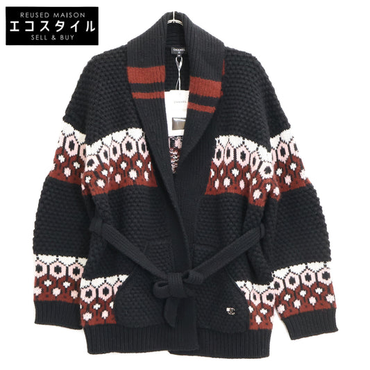 CHANEL シャネル 【美品/国内正規/24AW】P77879K11261 ココマーク カシミヤｘシルク ベルト付 ニット ガウンジャケット ジャケット