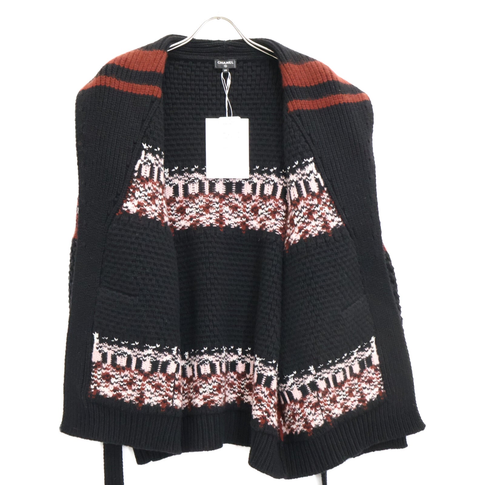 CHANEL シャネル 【美品/国内正規/24AW】P77879K11261 ココマーク カシミヤｘシルク ベルト付 ニット ガウンジャケット ジャケット