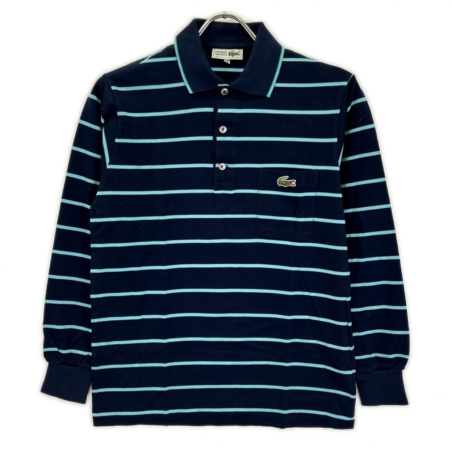 Lacoste ラコステ 1960~90年代 フレラコ ネイビー 長袖 ボーダー ポロシャツ トップス