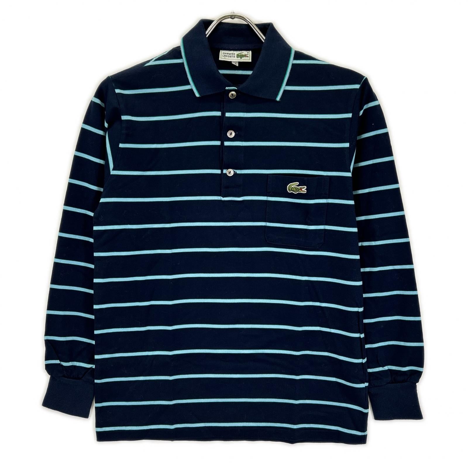 Lacoste ラコステ 1960~90年代 フレラコ ネイビー 長袖 ボーダー ポロシャツ トップス