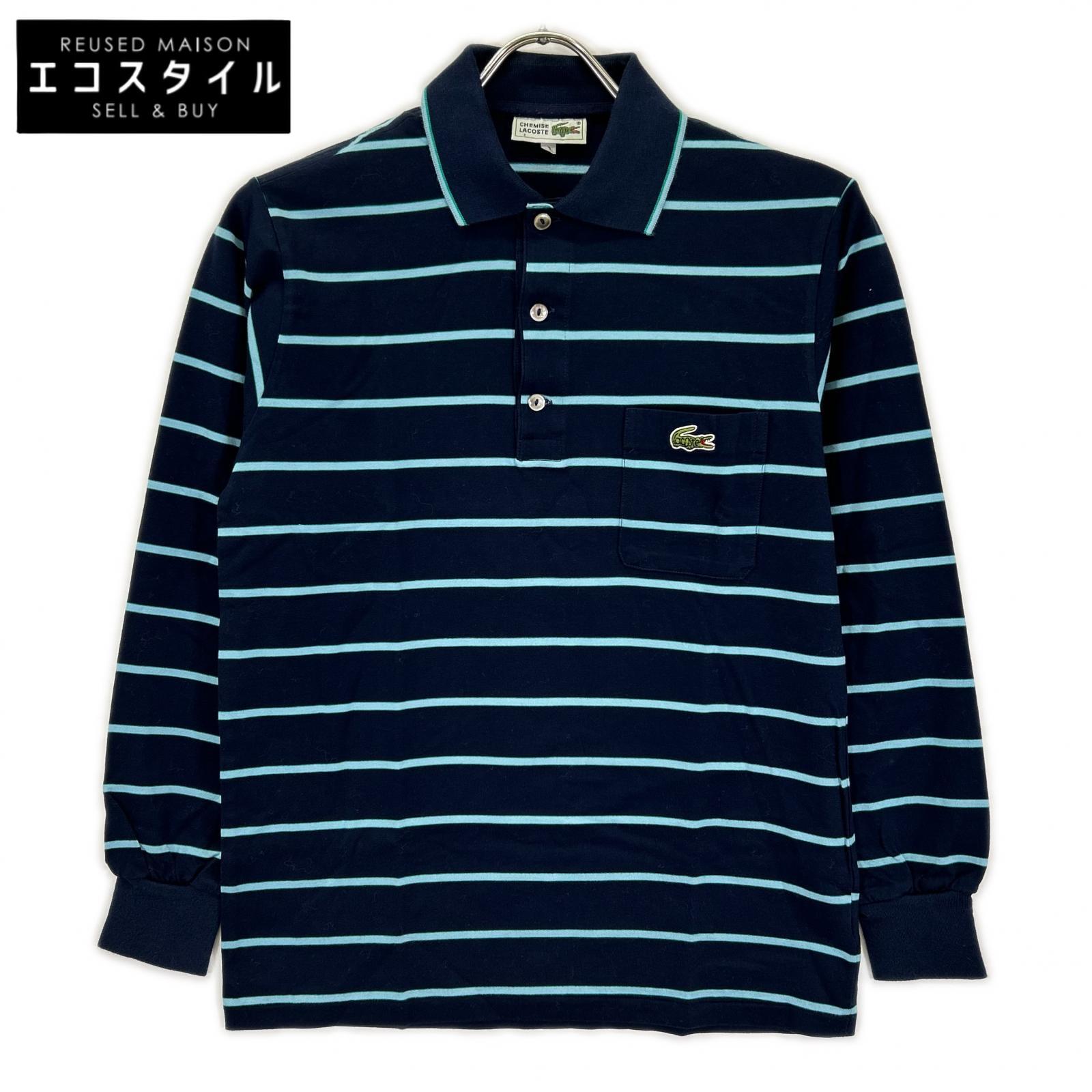 Lacoste ラコステ 1960~90年代 フレラコ ネイビー 長袖 ボーダー ポロシャツ トップス