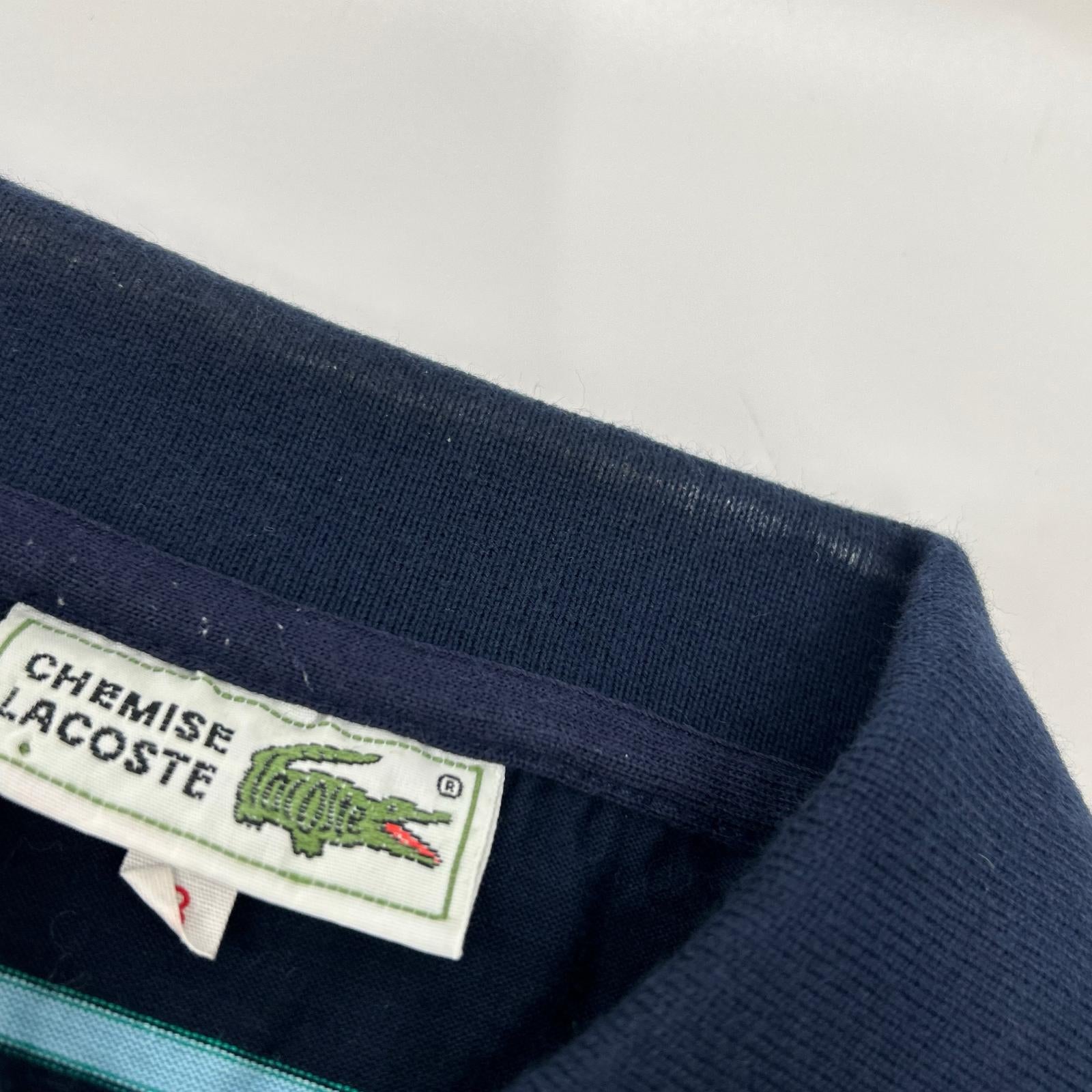 Lacoste ラコステ 1960~90年代 フレラコ ネイビー 長袖 ボーダー ポロシャツ トップス