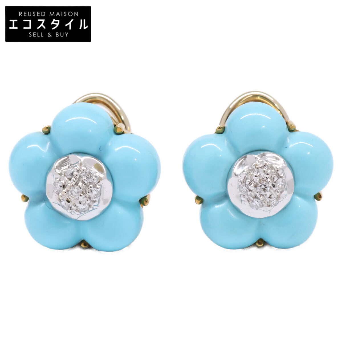 PonteVecchio ポンテヴェキオ 750 D0.14ct ダイヤモンド フラワーモチーフ ピアス