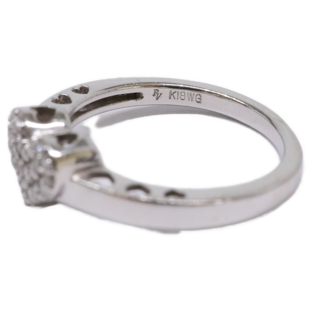 PonteVecchio ポンテヴェキオ K18WG ハートモチーフ 0.13ct ダイヤモンド リング 指輪
