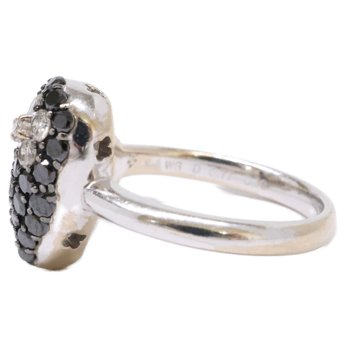 PonteVecchio ポンテヴェキオ K18WG D0.77 0.18ct ハートモチーフ ダイヤモンド/ブラックダイヤモンド リング 指輪