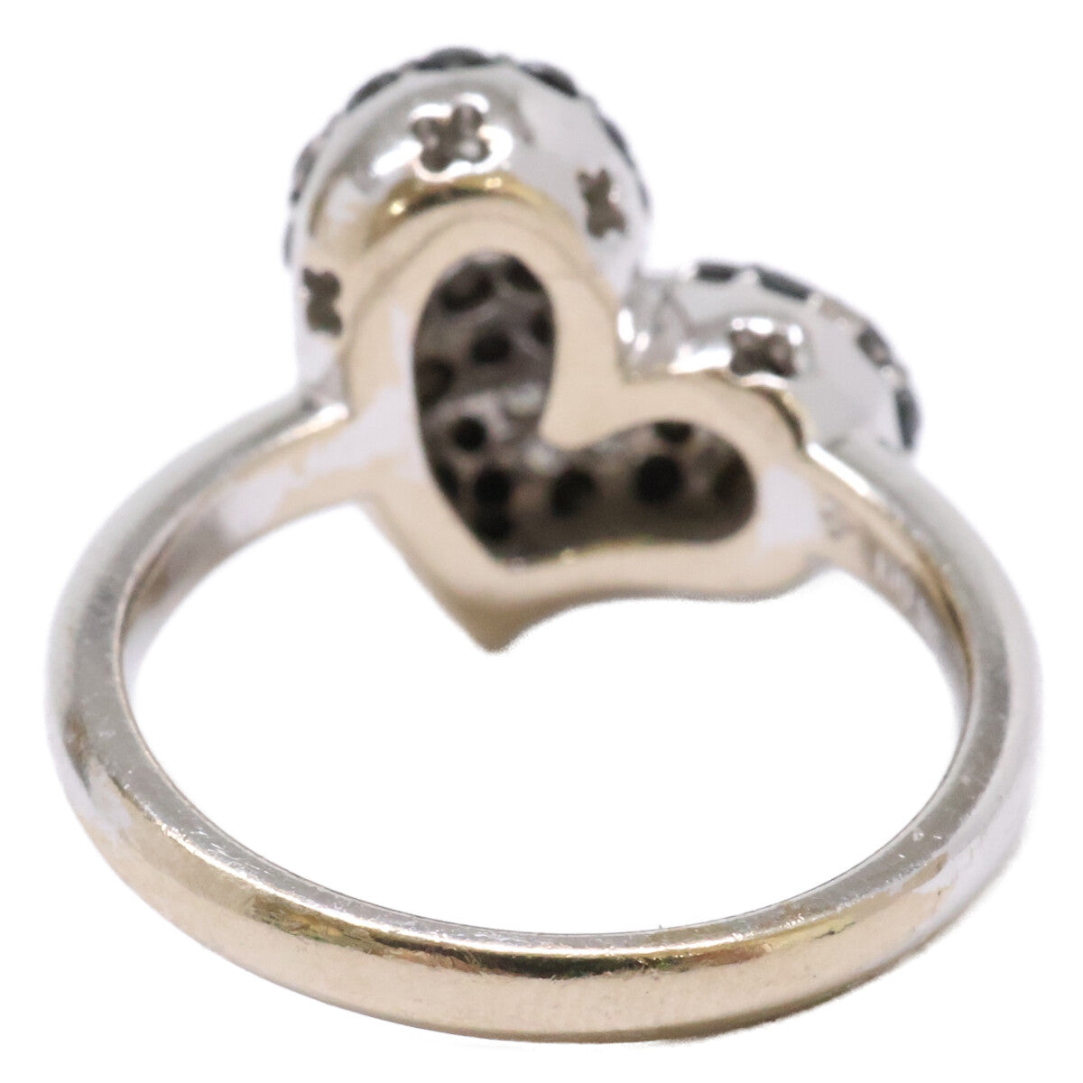 PonteVecchio ポンテヴェキオ K18WG D0.77 0.18ct ハートモチーフ ダイヤモンド/ブラックダイヤモンド リング 指輪