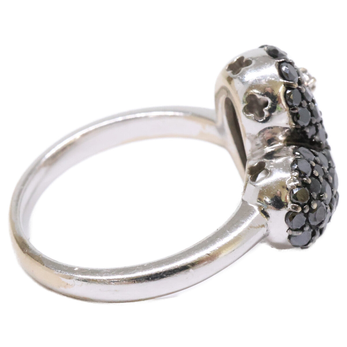 PonteVecchio ポンテヴェキオ K18WG D0.77 0.18ct ハートモチーフ ダイヤモンド/ブラックダイヤモンド リング 指輪