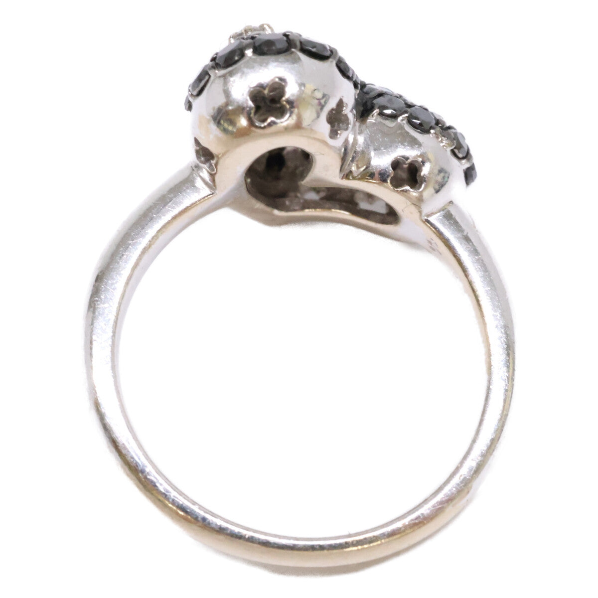 PonteVecchio ポンテヴェキオ K18WG D0.77 0.18ct ハートモチーフ ダイヤモンド/ブラックダイヤモンド リング 指輪