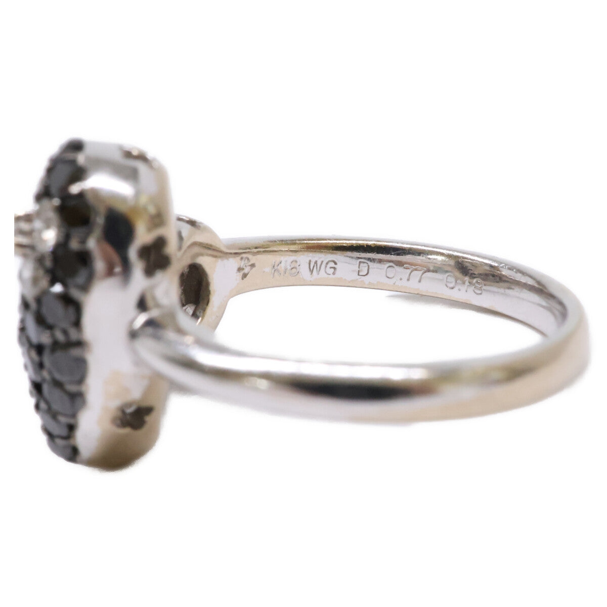 PonteVecchio ポンテヴェキオ K18WG D0.77 0.18ct ハートモチーフ ダイヤモンド/ブラックダイヤモンド リング 指輪