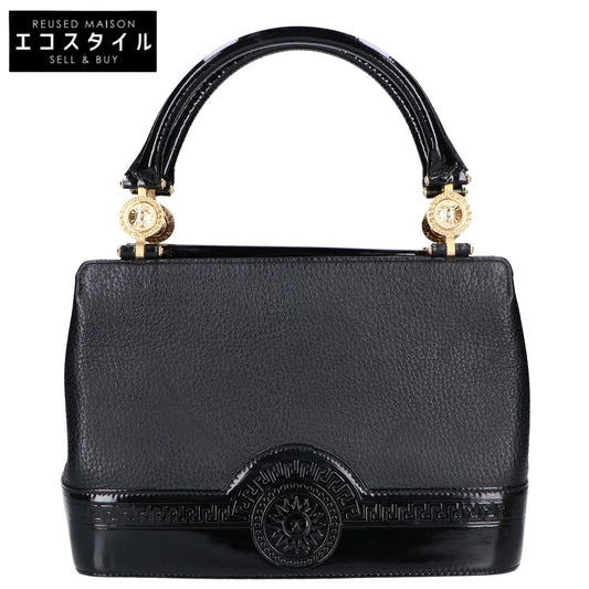 GIANNI VERSACE ジャンニ ヴェルサーチ サンバースト レザー/パテント ハンドバッグ