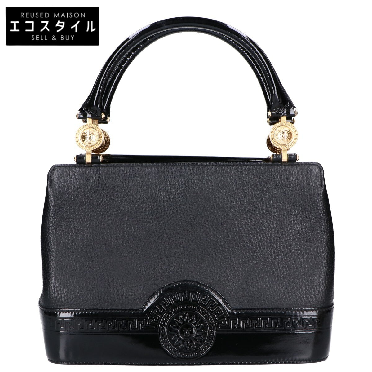 GIANNI VERSACE GIANNI VERSACE Sunburst leather/patent leather handbag