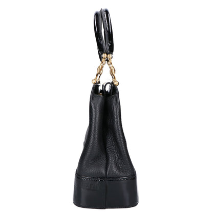 GIANNI VERSACE GIANNI VERSACE Sunburst leather/patent leather handbag