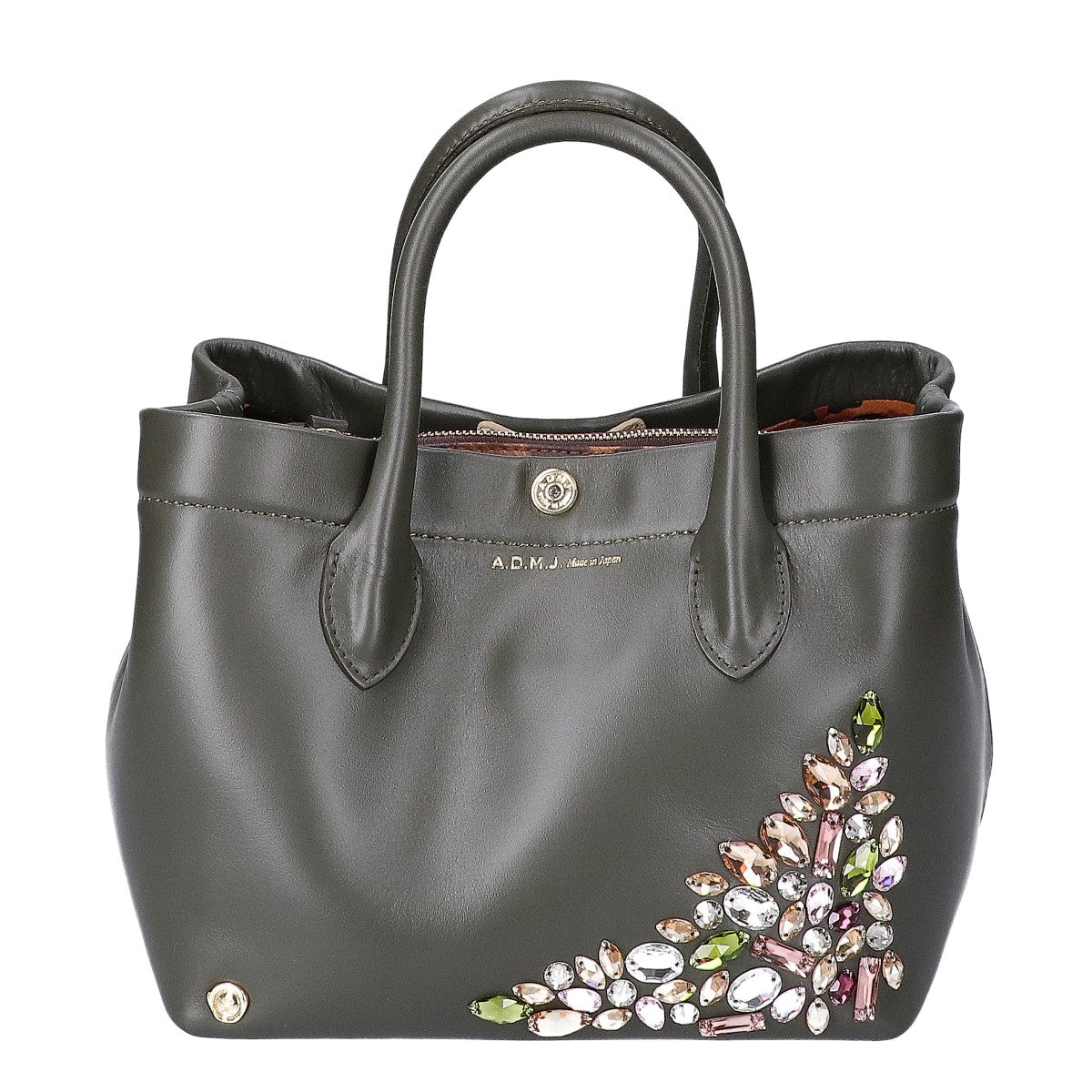 A.D.M.J. Accessoires De Mademoiselle ADMJ 【美品】スワロフスキー レザー ハンドバッグ