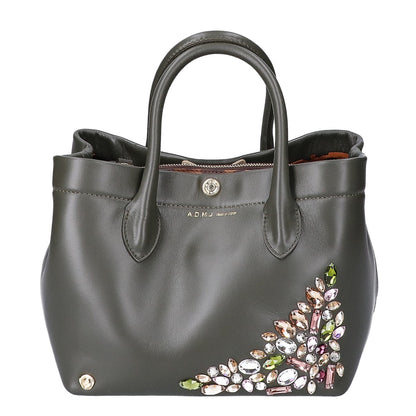 A.D.M.J. Accessoires De Mademoiselle ADMJ 【美品】スワロフスキー レザー ハンドバッグ