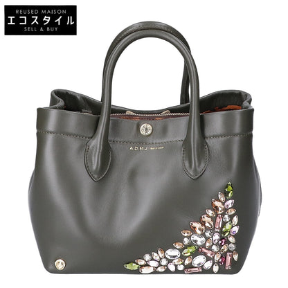 A.D.M.J. Accessoires De Mademoiselle ADMJ 【美品】スワロフスキー レザー ハンドバッグ