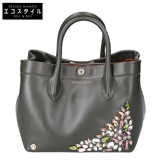 A.D.M.J. Accessoires De Mademoiselle ADMJ 【美品】スワロフスキー レザー ハンドバッグ
