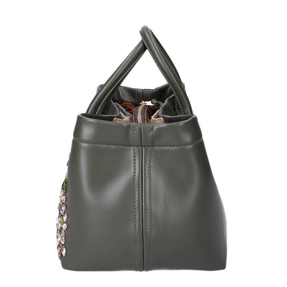 A.D.M.J. Accessoires De Mademoiselle ADMJ 【美品】スワロフスキー レザー ハンドバッグ
