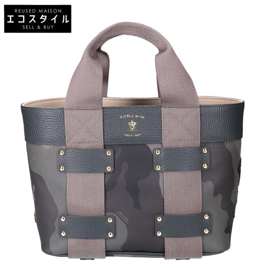 A.D.M.J. Accessoires De Mademoiselle ADMJ 【美品】カモフラージュ コーティングキャンバス/レザー トートバッグ