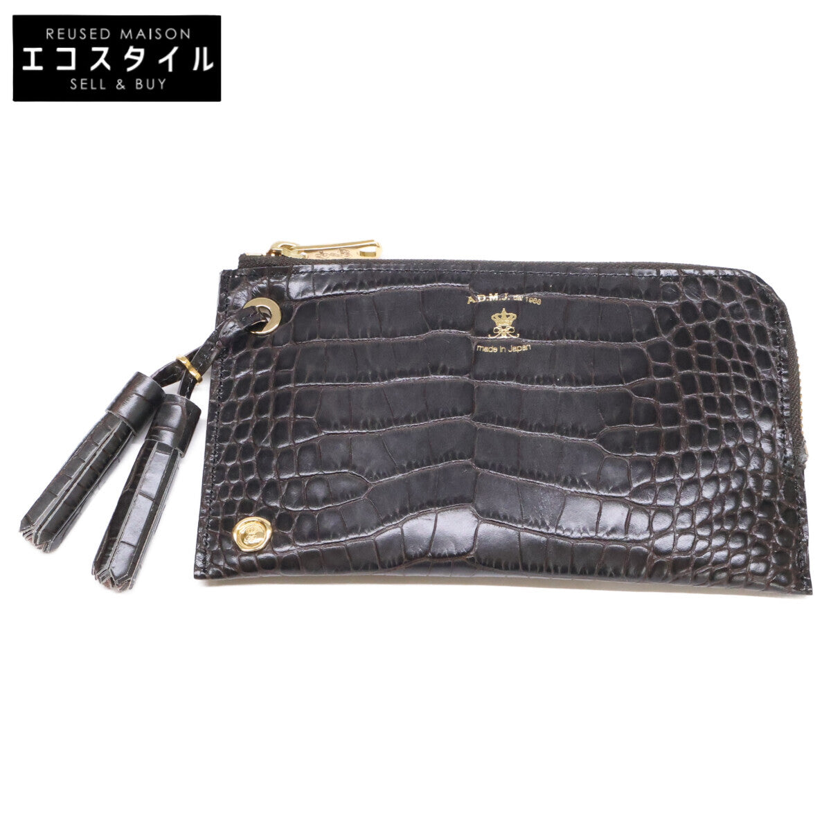 A.D.M.J. Accessoires De Mademoiselle ADMJ 【新品同様】19SA06002 クロコ型押しレザー ポーチ