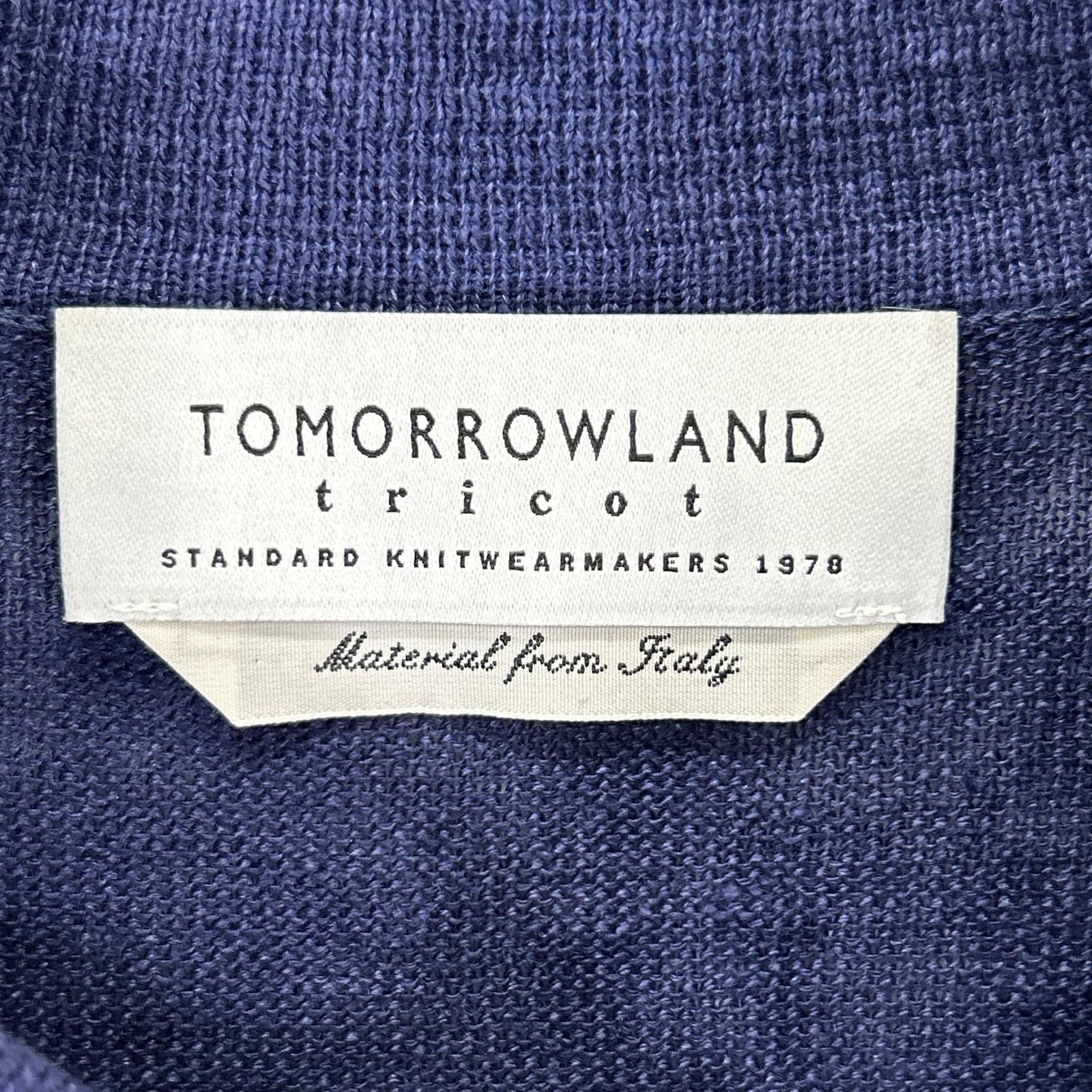 TOMORROWLAND トゥモローランド 【tricot】25年製 ネイビー リネン 半袖 ニット ポロシャツ トップス