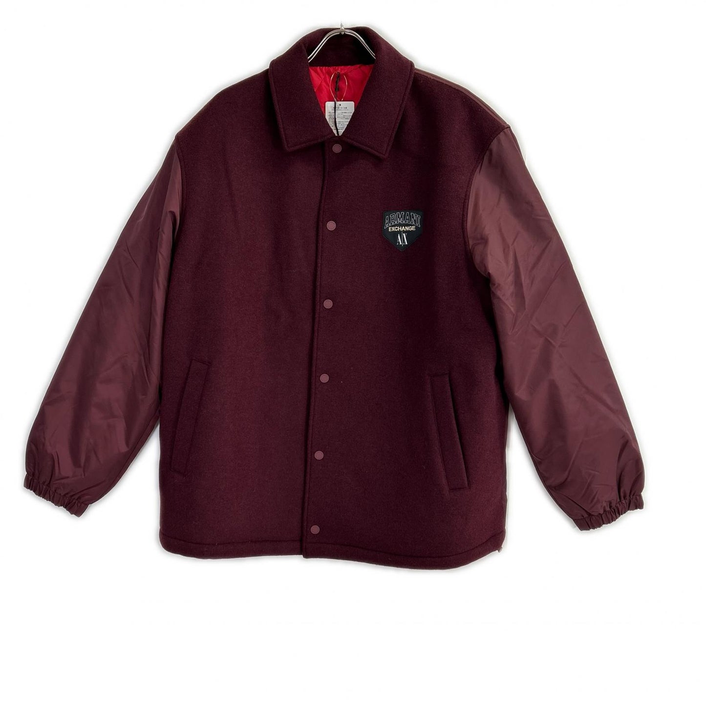 ARMANI EXCHANGE アルマーニエクスチェンジ 6RZB26 ボルドー ロゴワッペン スタジャン ジャケット