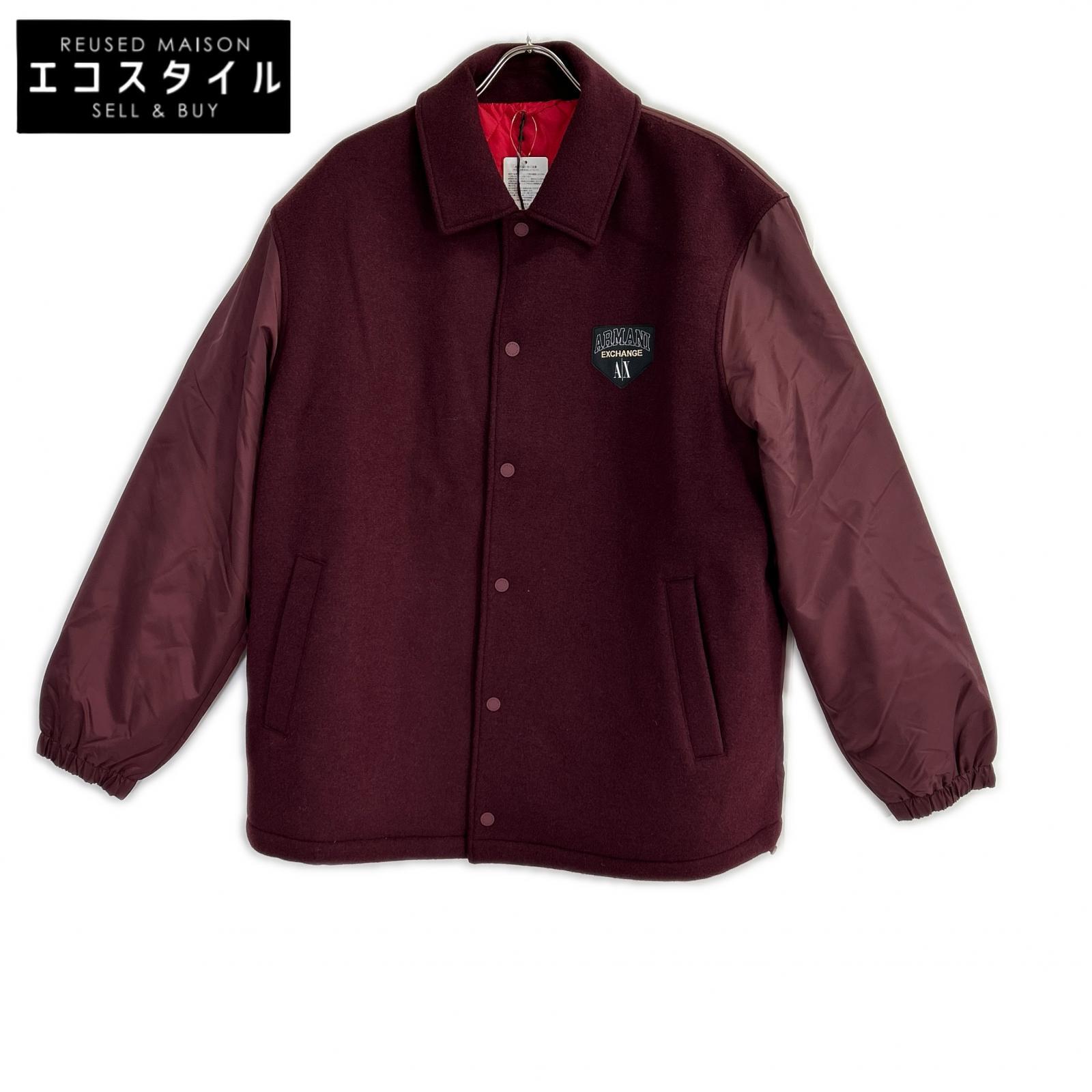 ARMANI EXCHANGE アルマーニエクスチェンジ 6RZB26 ボルドー ロゴワッペン スタジャン ジャケット