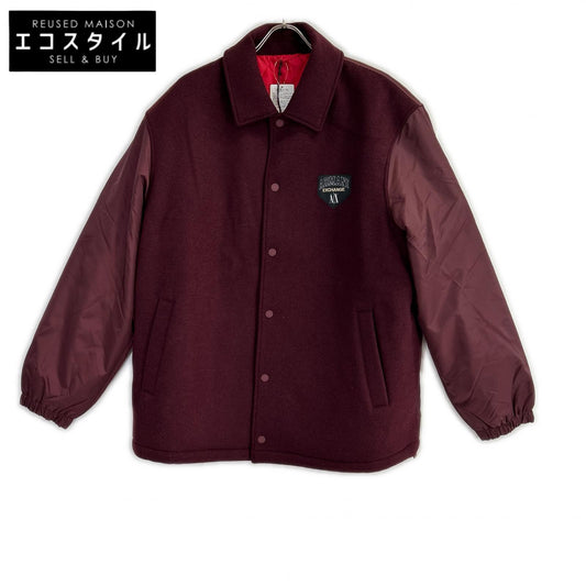 ARMANI EXCHANGE アルマーニエクスチェンジ 6RZB26 ボルドー ロゴワッペン スタジャン ジャケット
