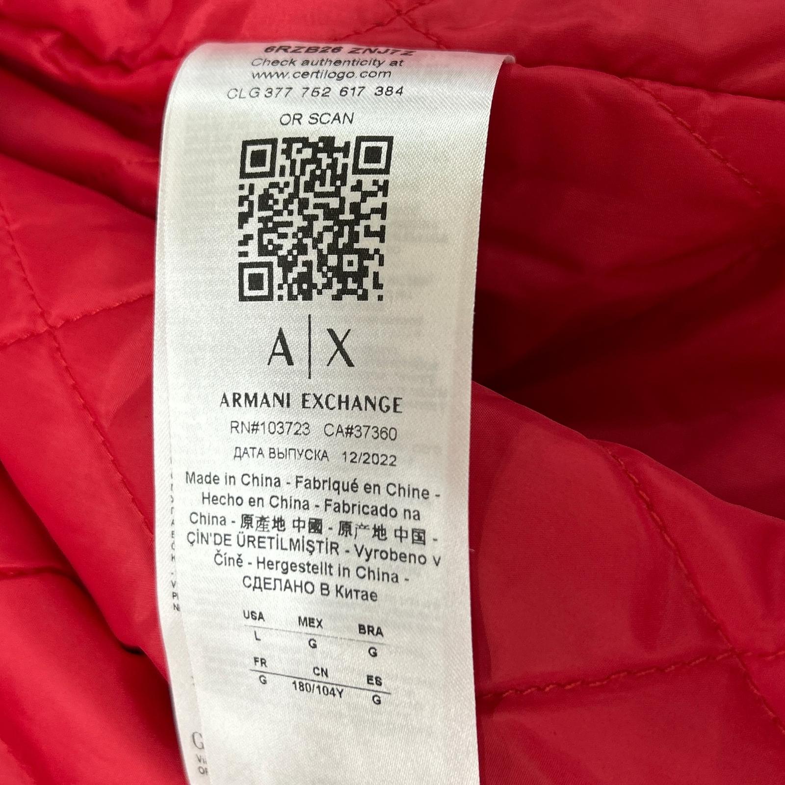 ARMANI EXCHANGE アルマーニエクスチェンジ 6RZB26 ボルドー ロゴワッペン スタジャン ジャケット
