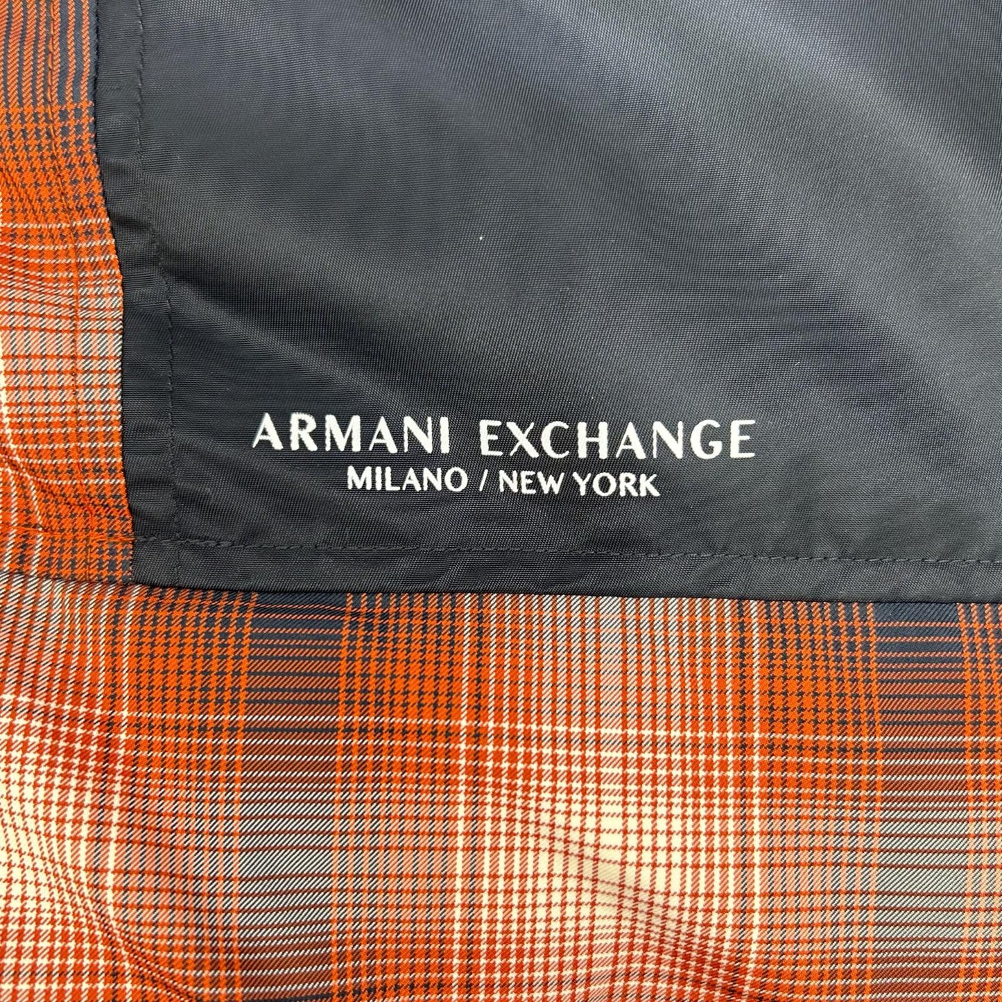 ARMANI EXCHANGE アルマーニエクスチェンジ 6LZBL4 オレンジ×ブラック チェックダウンジャケット ジャケット
