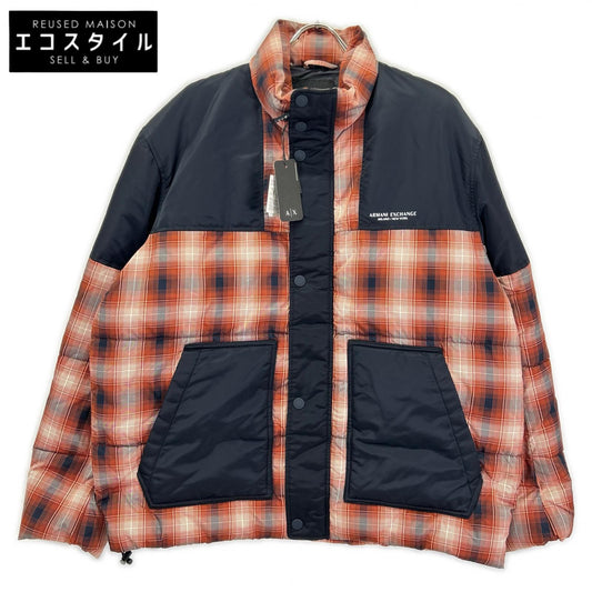 ARMANI EXCHANGE アルマーニエクスチェンジ 6LZBL4 オレンジ×ブラック チェックダウンジャケット ジャケット