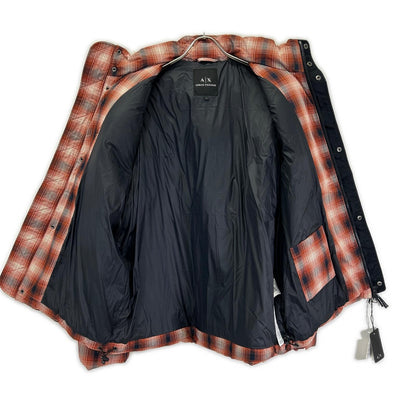 ARMANI EXCHANGE アルマーニエクスチェンジ 6LZBL4 オレンジ×ブラック チェックダウンジャケット ジャケット