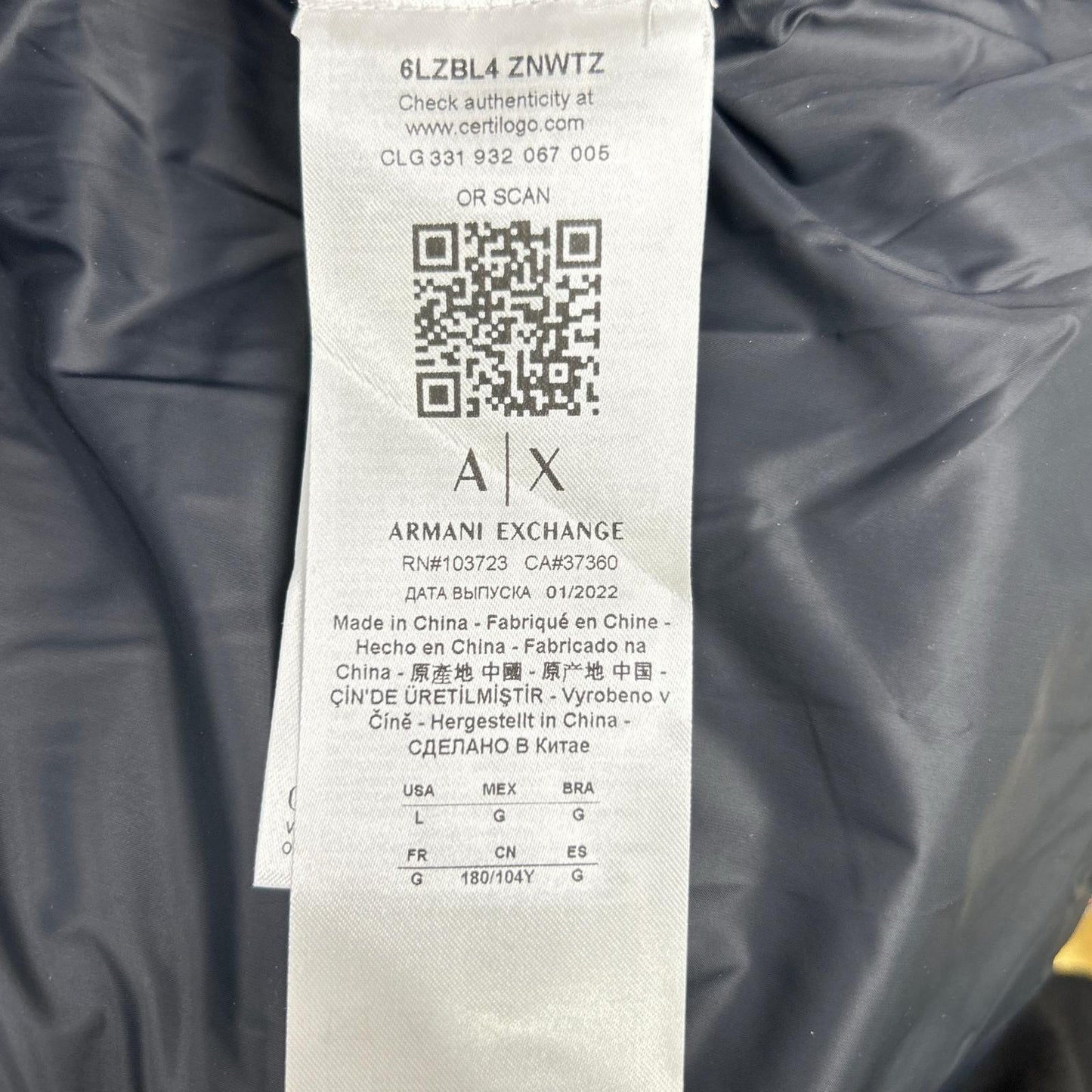 ARMANI EXCHANGE アルマーニエクスチェンジ 6LZBL4 オレンジ×ブラック チェックダウンジャケット ジャケット