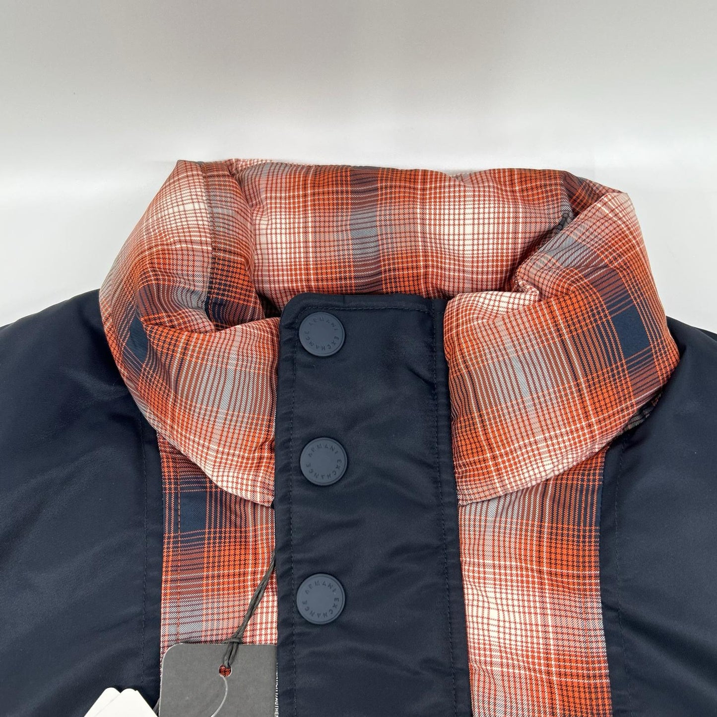 ARMANI EXCHANGE アルマーニエクスチェンジ 6LZBL4 オレンジ×ブラック チェックダウンジャケット ジャケット