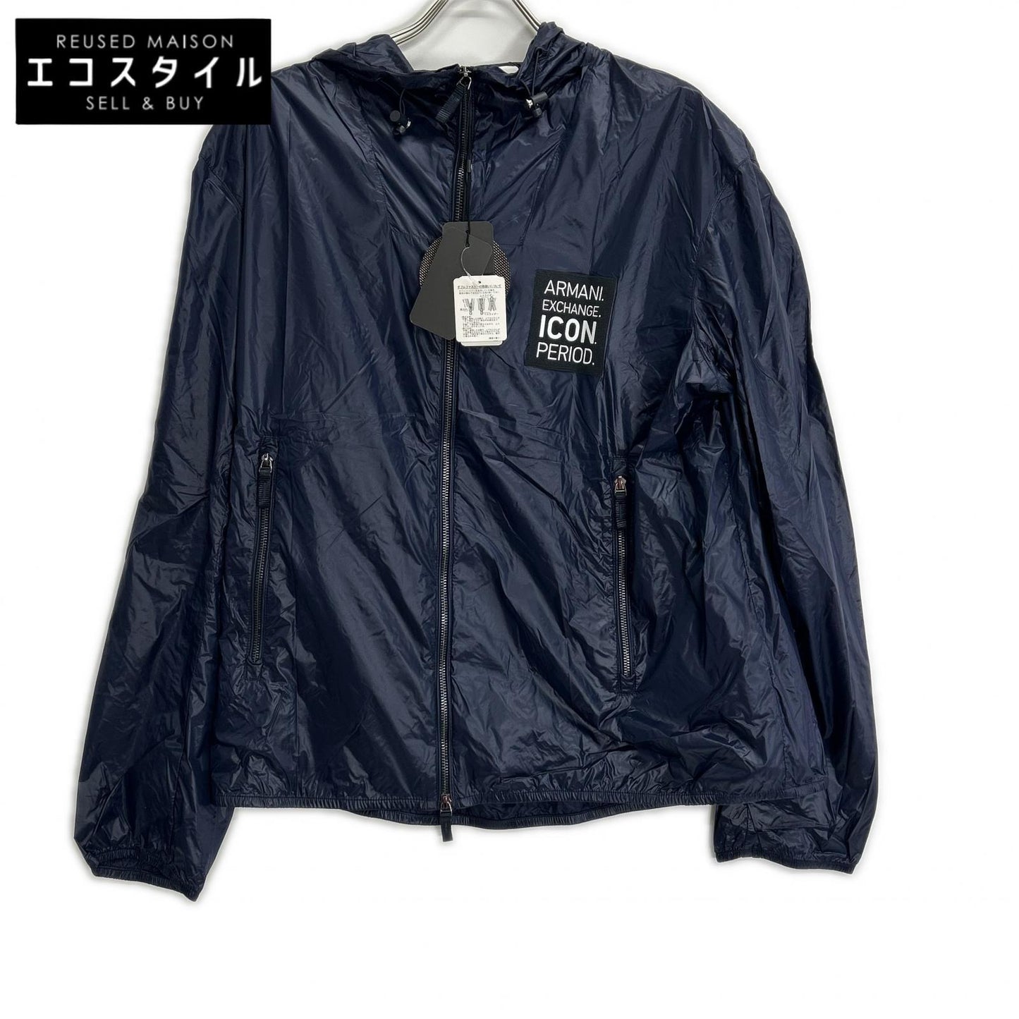 ARMANI EXCHANGE アルマーニエクスチェンジ 【ICON PERIOD】ネイビー ナイロン ジップアップパーカー ジャケット