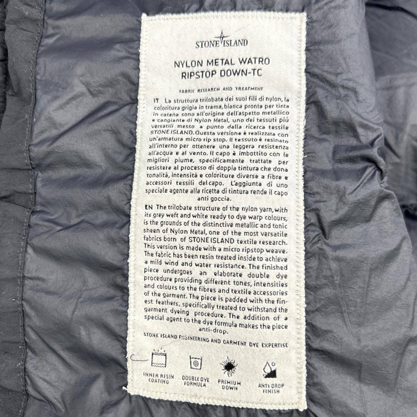 STONE ISLAND ストーンアイランド ブラック 19AW　711540532 NYLON METAL WATRO RIPSTOP ダウン ジャケット