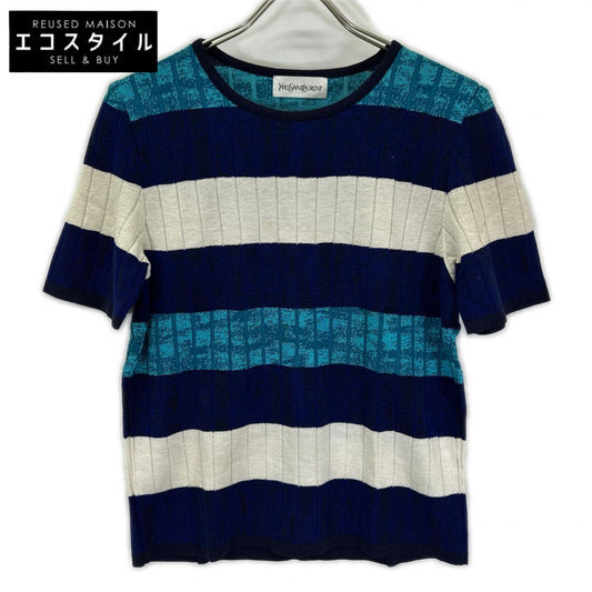 YvesSaintLaurent イヴサンローラン SK-87-076 ブルー 半袖 ニット トップス