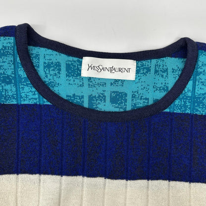 YvesSaintLaurent イヴサンローラン SK-87-076 ブルー 半袖 ニット トップス